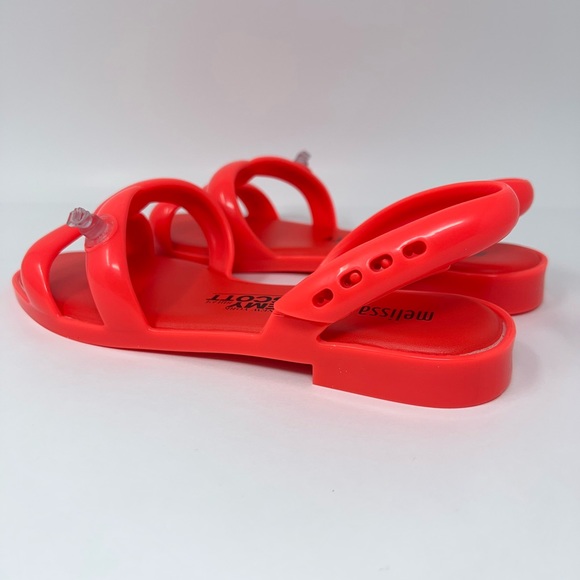 Melissa + Jeremy Scott Womens Tube Slingback Sandals Neon Orange Rubber 5-9 New - Picture 8 of 16